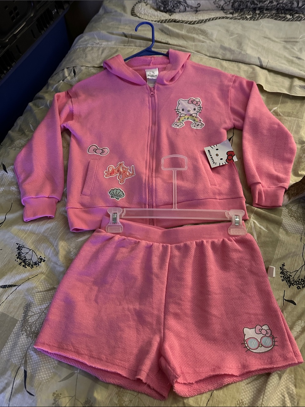 Hello Kitty Pink Terry Hoodie and Shorts Set
